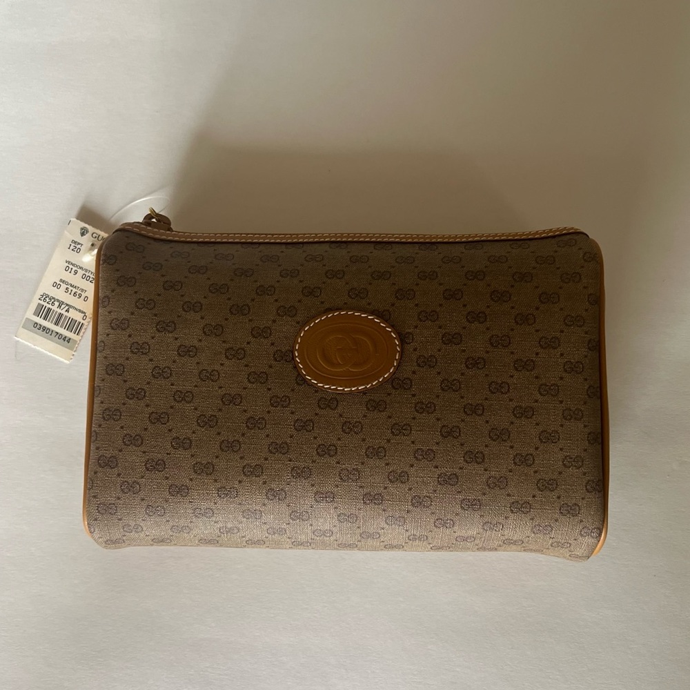 Brand New 1970’s Vintage Gucci Pouch - Micro GG Canvas Print in Brown